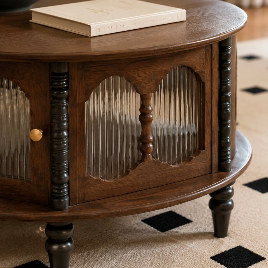 Ribbed Glass Round Coffee Table
