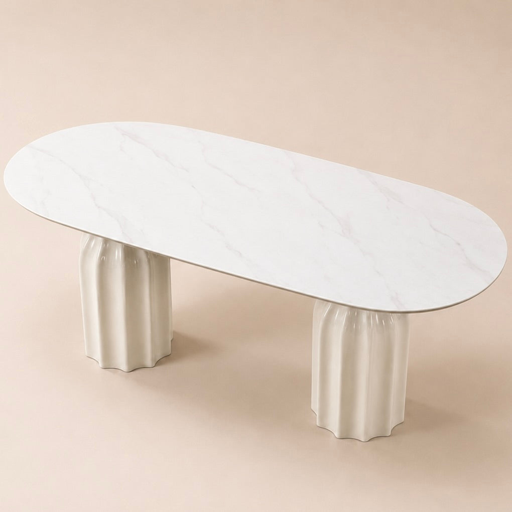 Sculptural Fluted Dining Table