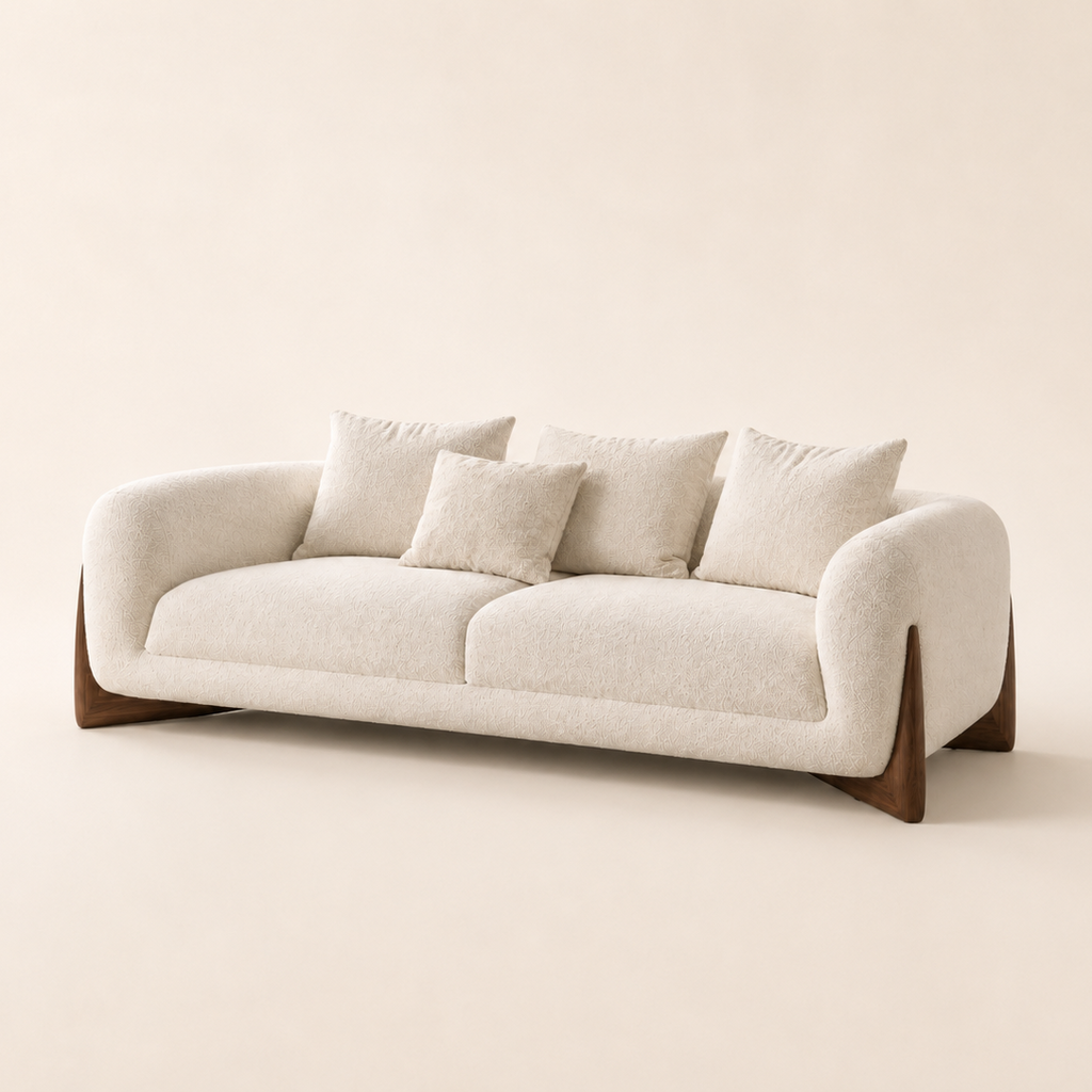 Curved Bouclé Sofa