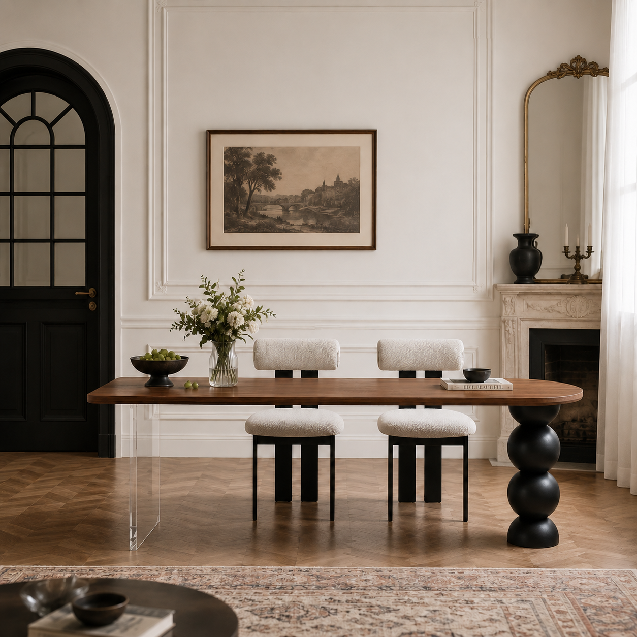Sculptural Walnut Dining Set