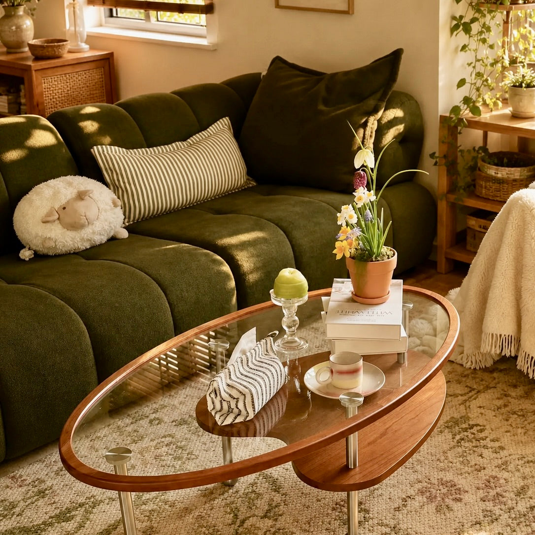 Oval Glass Coffee Table