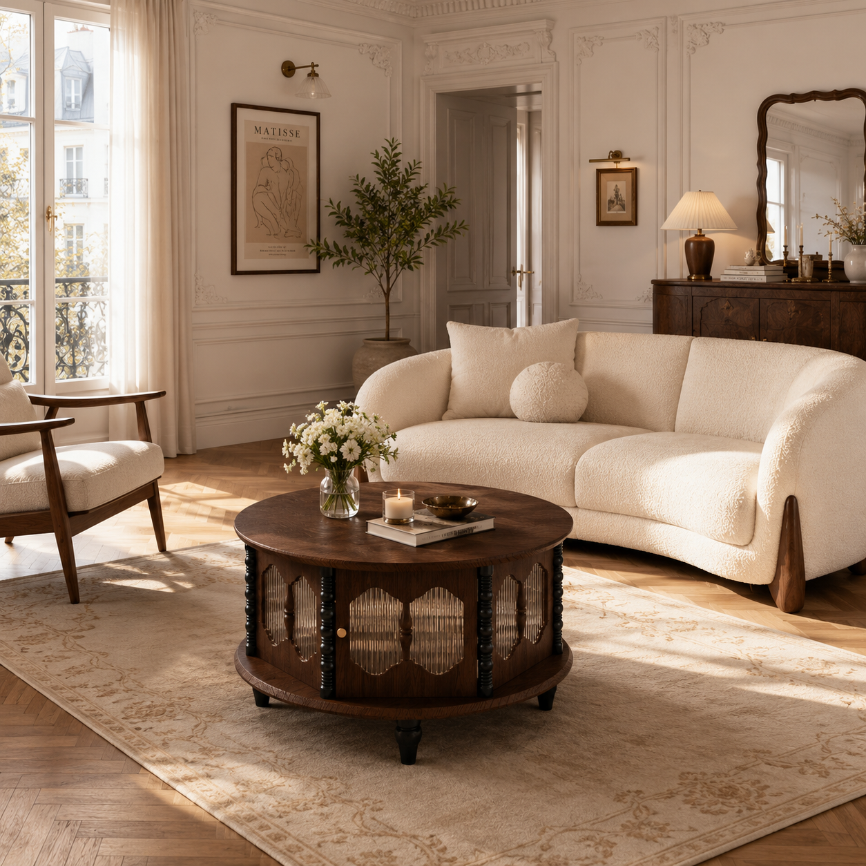 Ribbed Glass Round Coffee Table