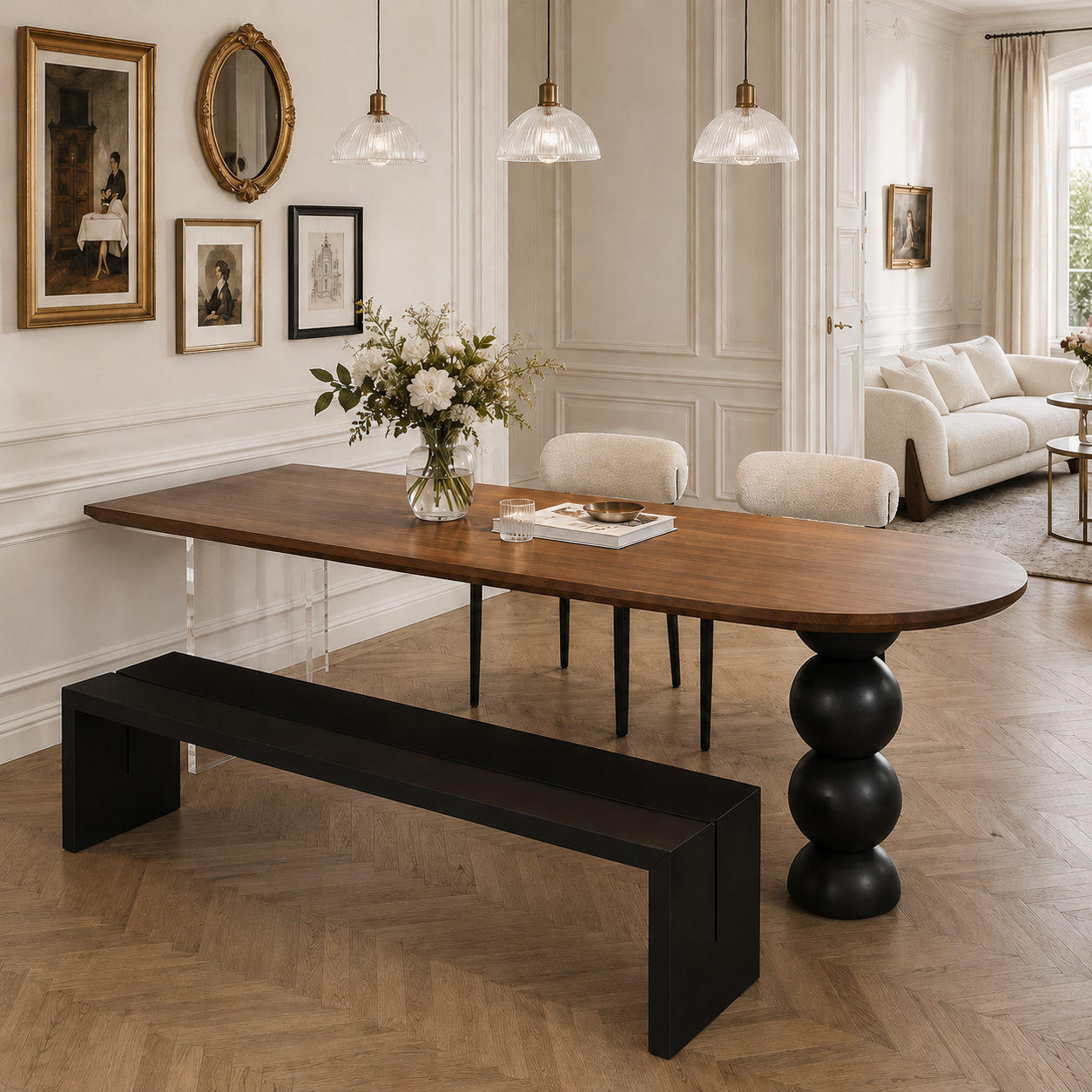 Sculptural Walnut Dining Set
