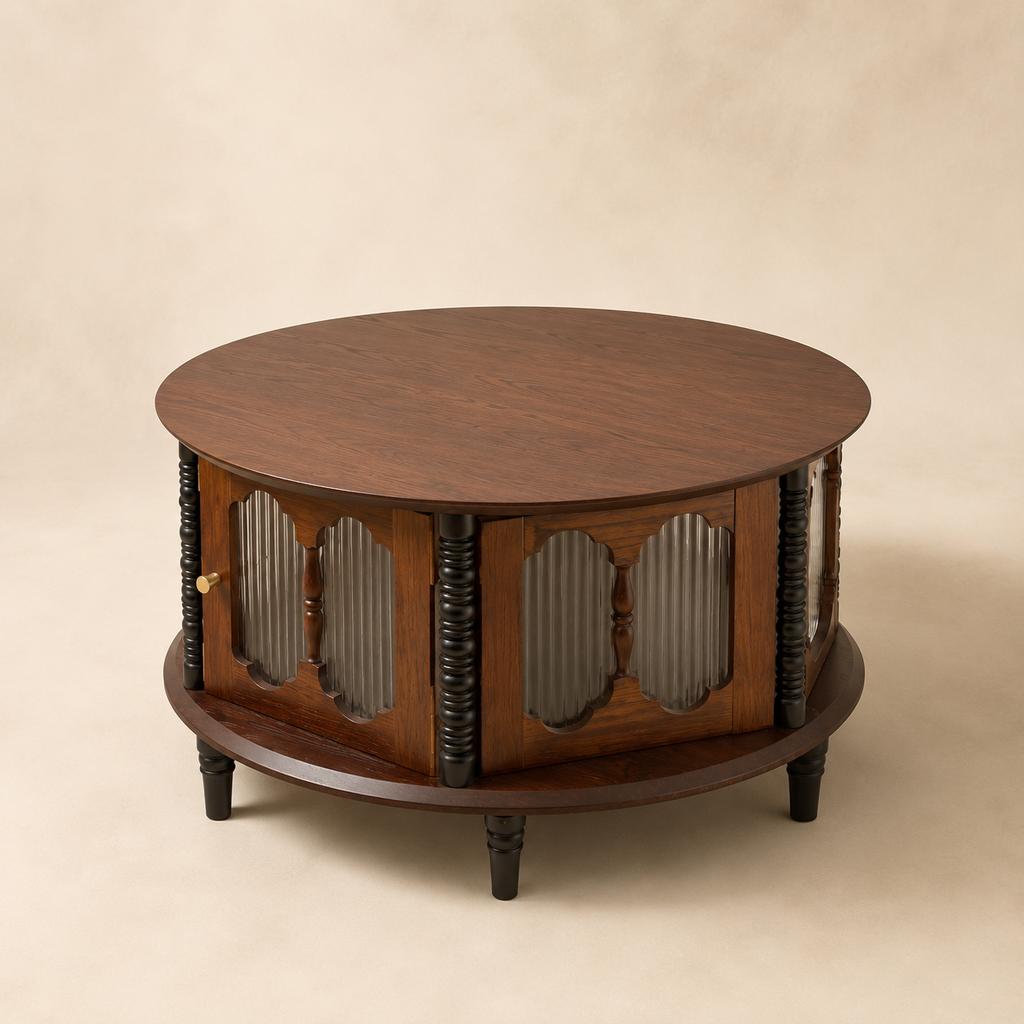 Ribbed Glass Round Coffee Table