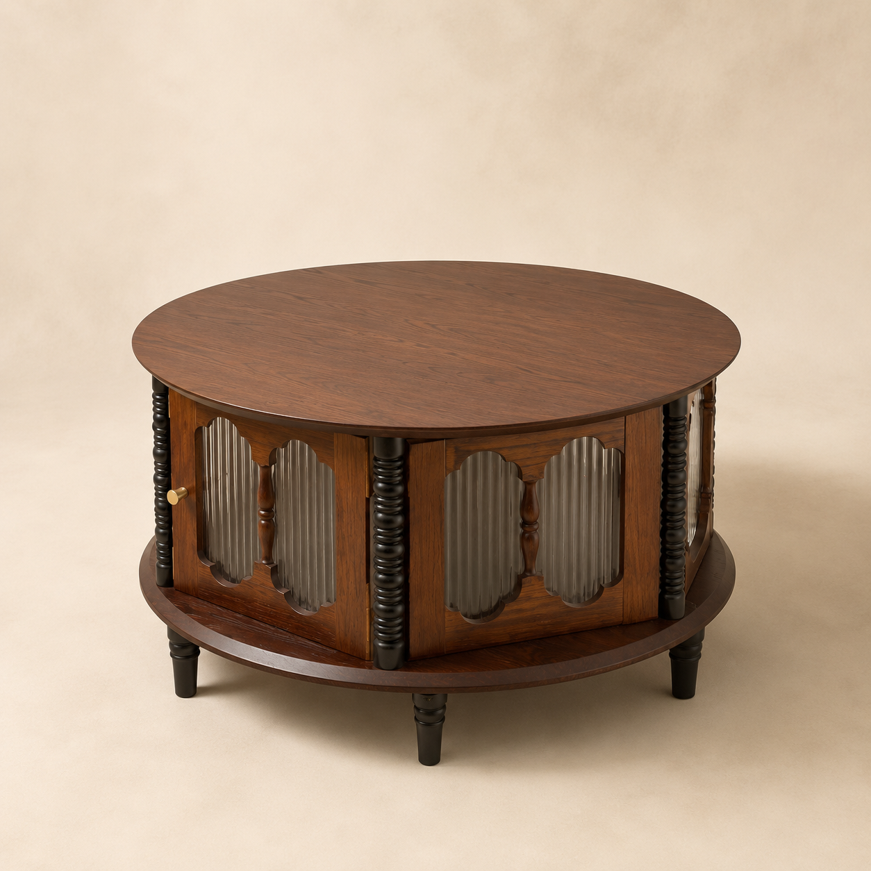 Ribbed Glass Round Coffee Table