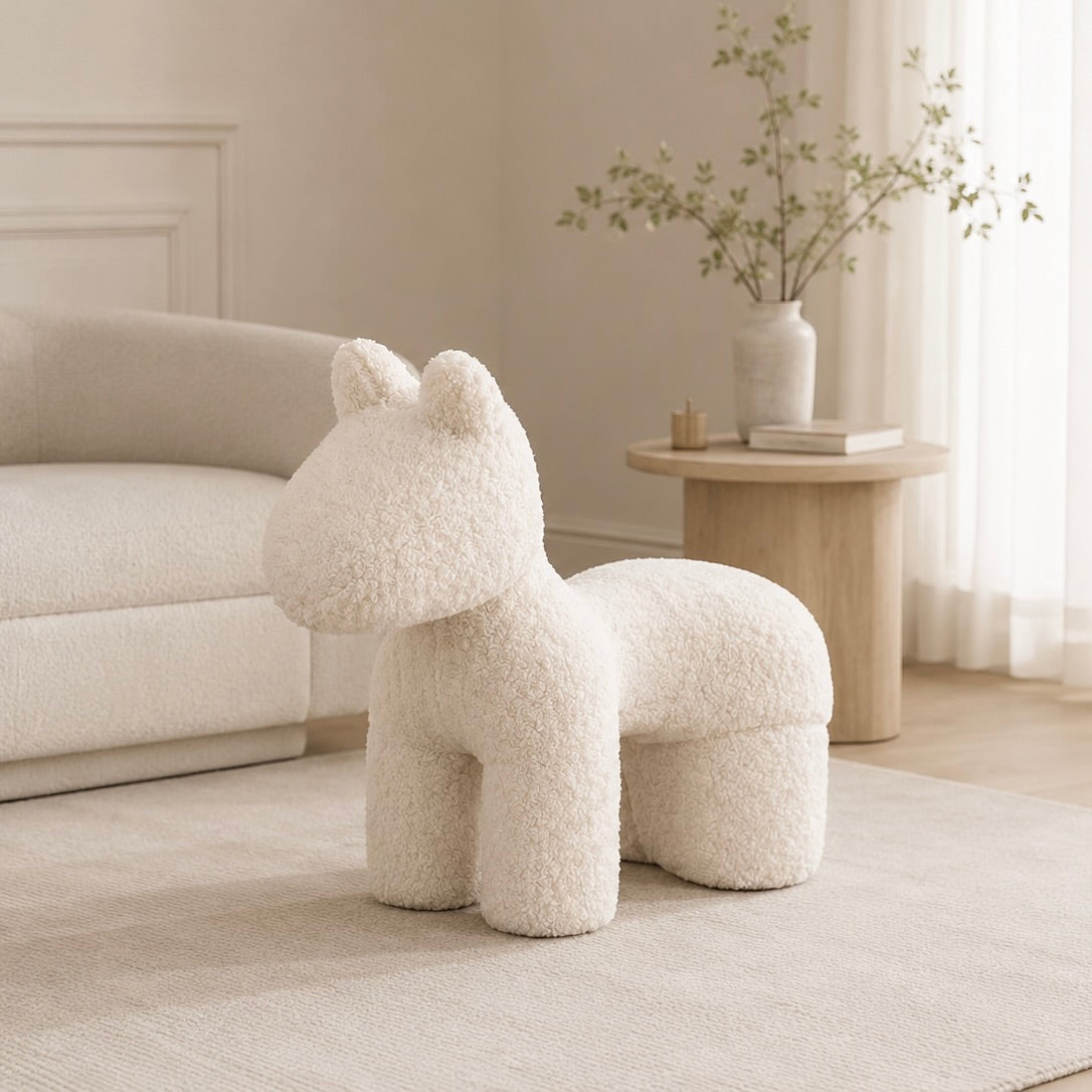 Bouclé Pony Stool
