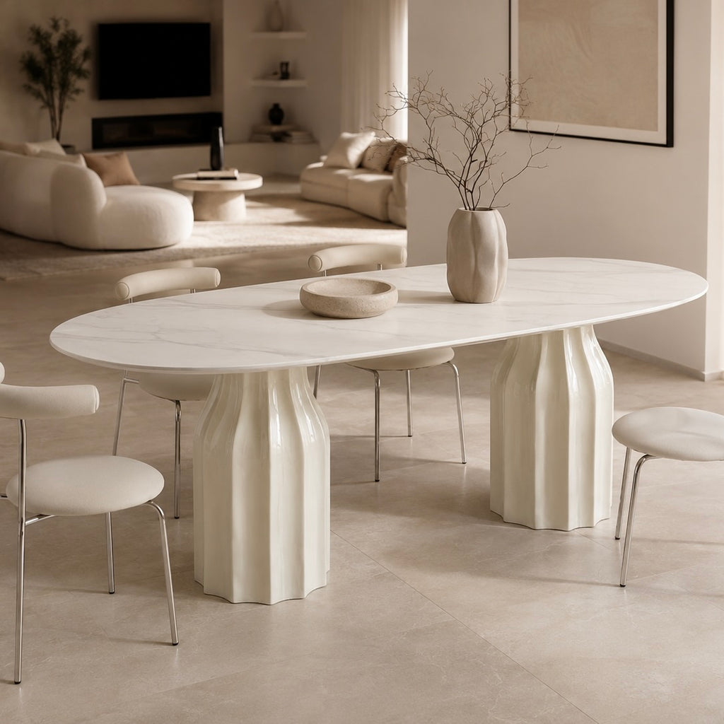 Sculptural Fluted Dining Table