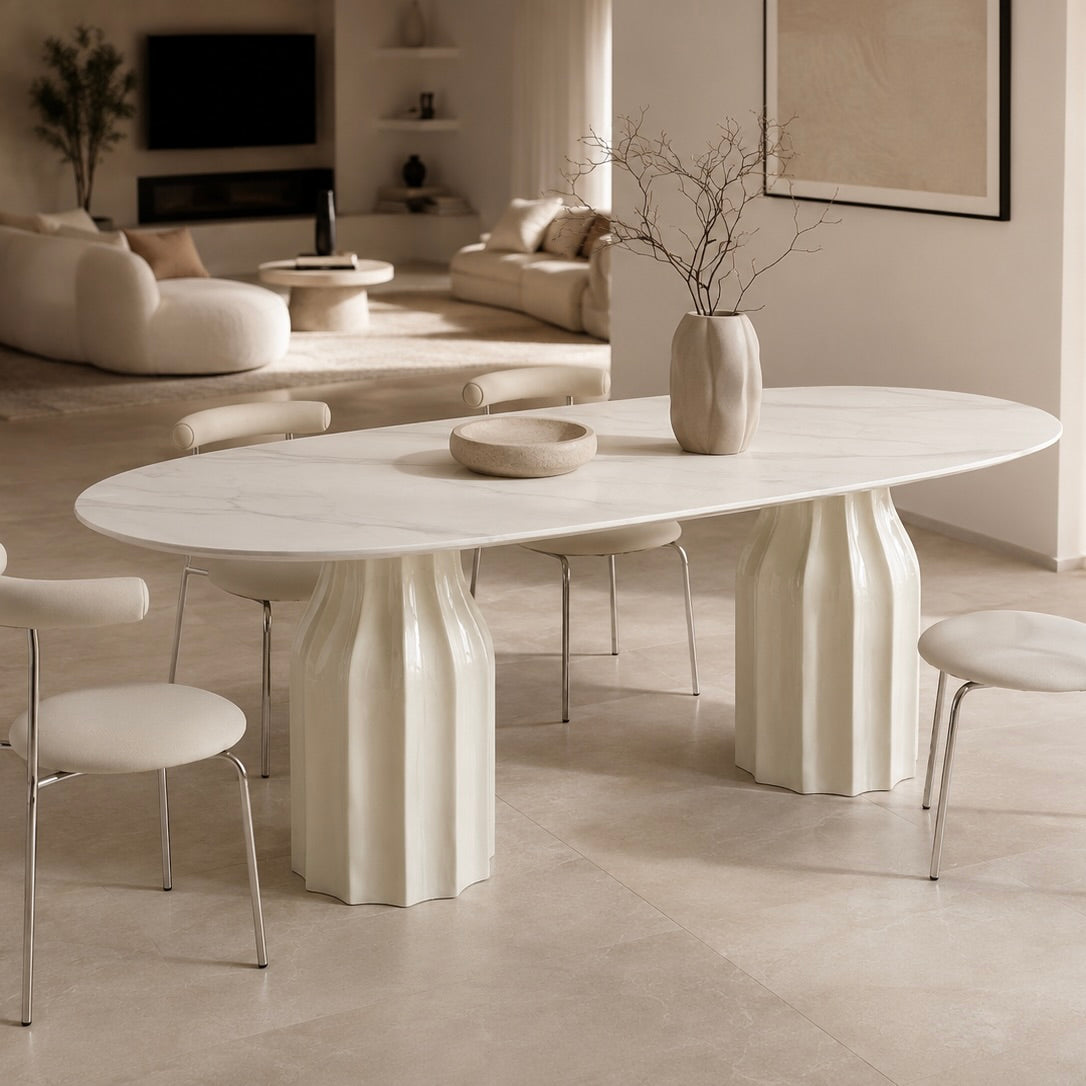 Sculptural Fluted Dining Table