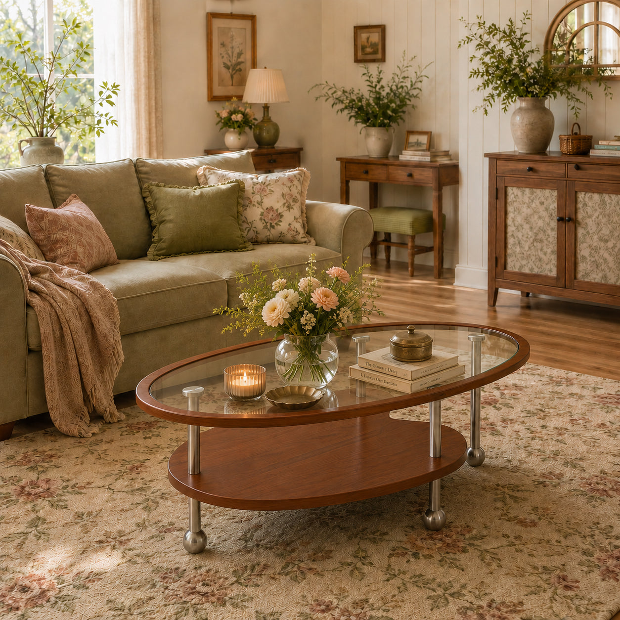 Oval Glass Coffee Table
