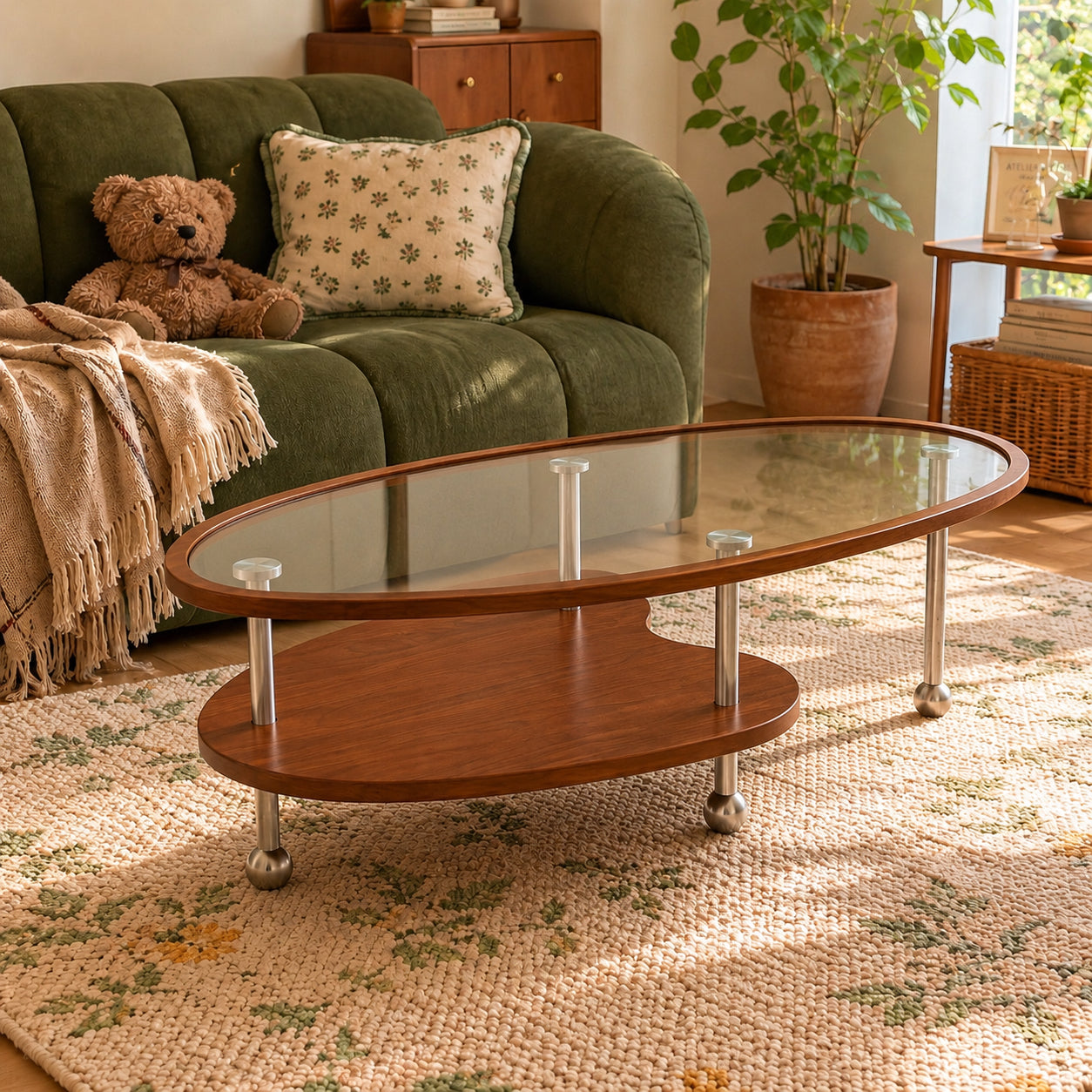 Oval Glass Coffee Table
