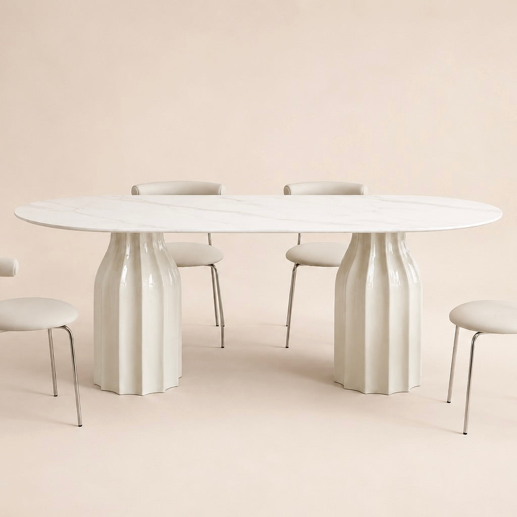 Sculptural Fluted Dining Table
