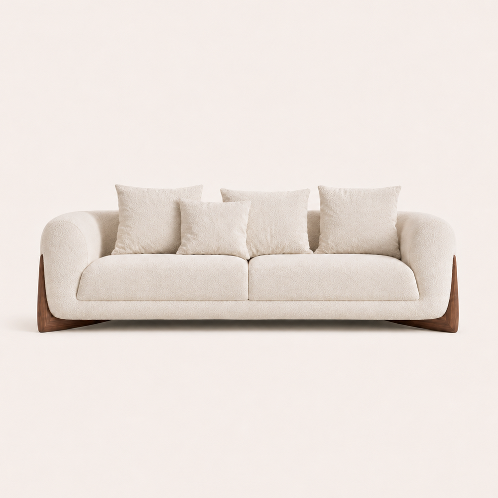 Curved Bouclé Sofa
