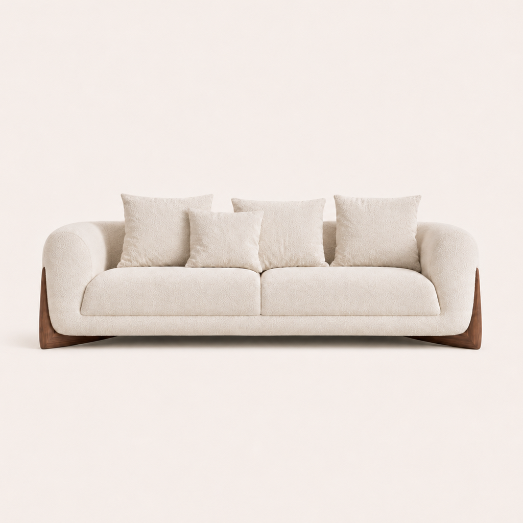Curved Bouclé Sofa