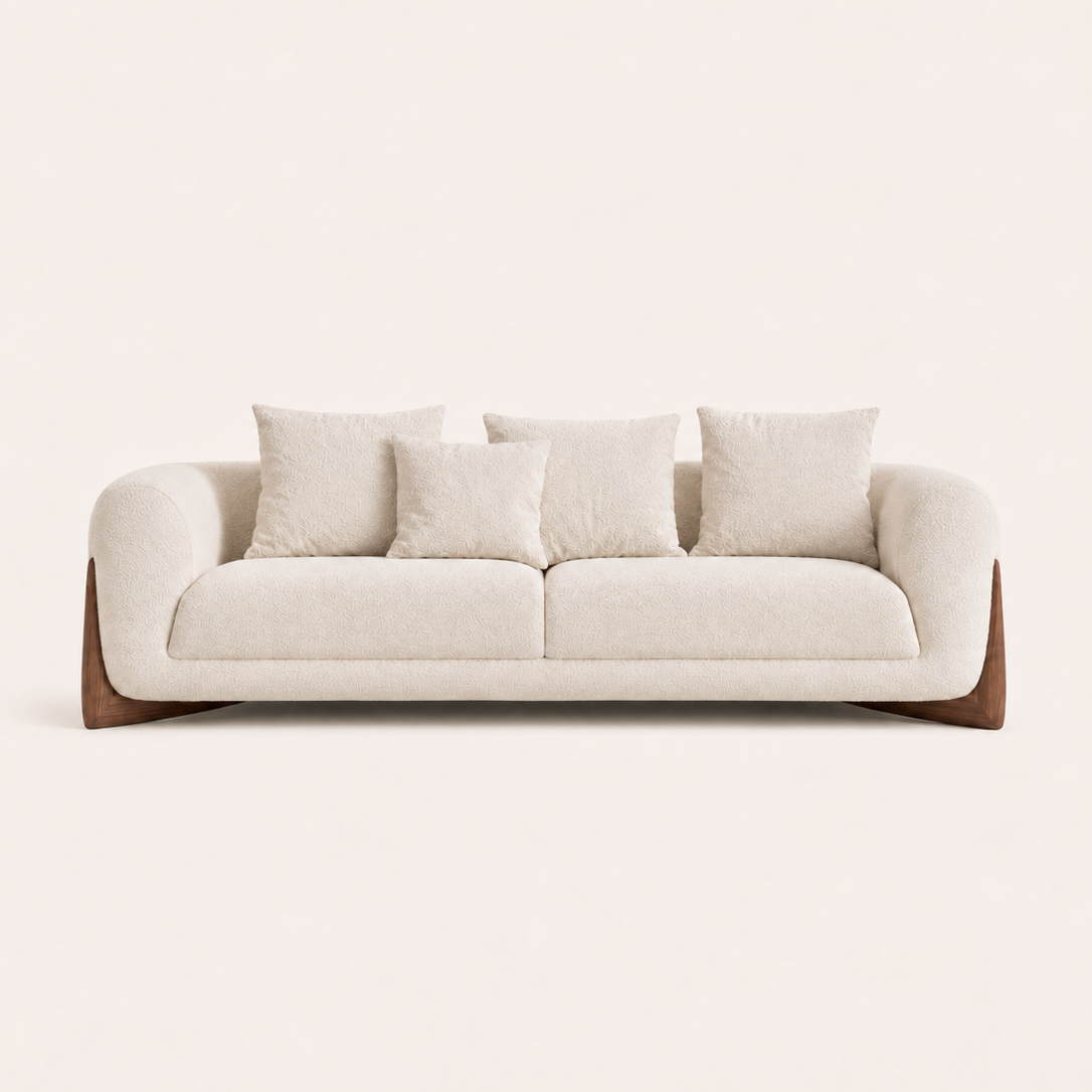 Curved Bouclé Sofa