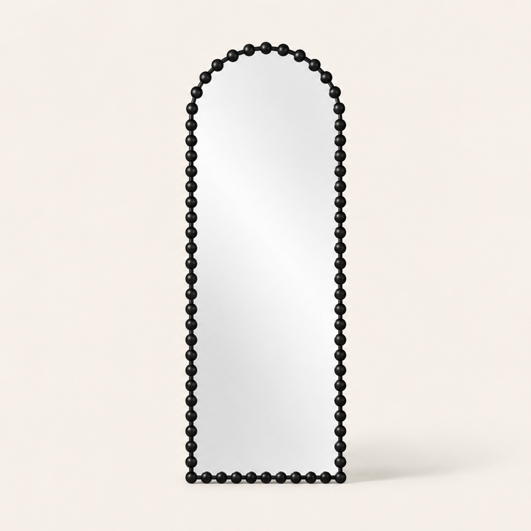 Black Beaded Arch Mirror