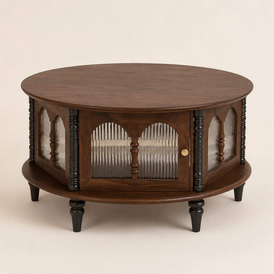 Ribbed Glass Round Coffee Table